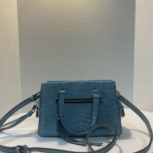 Blue Crocodile Embossed Handbag